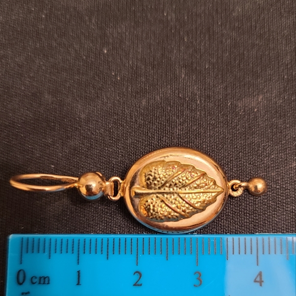 Leaves gold vintage russian earrings - Picture 14 of 16